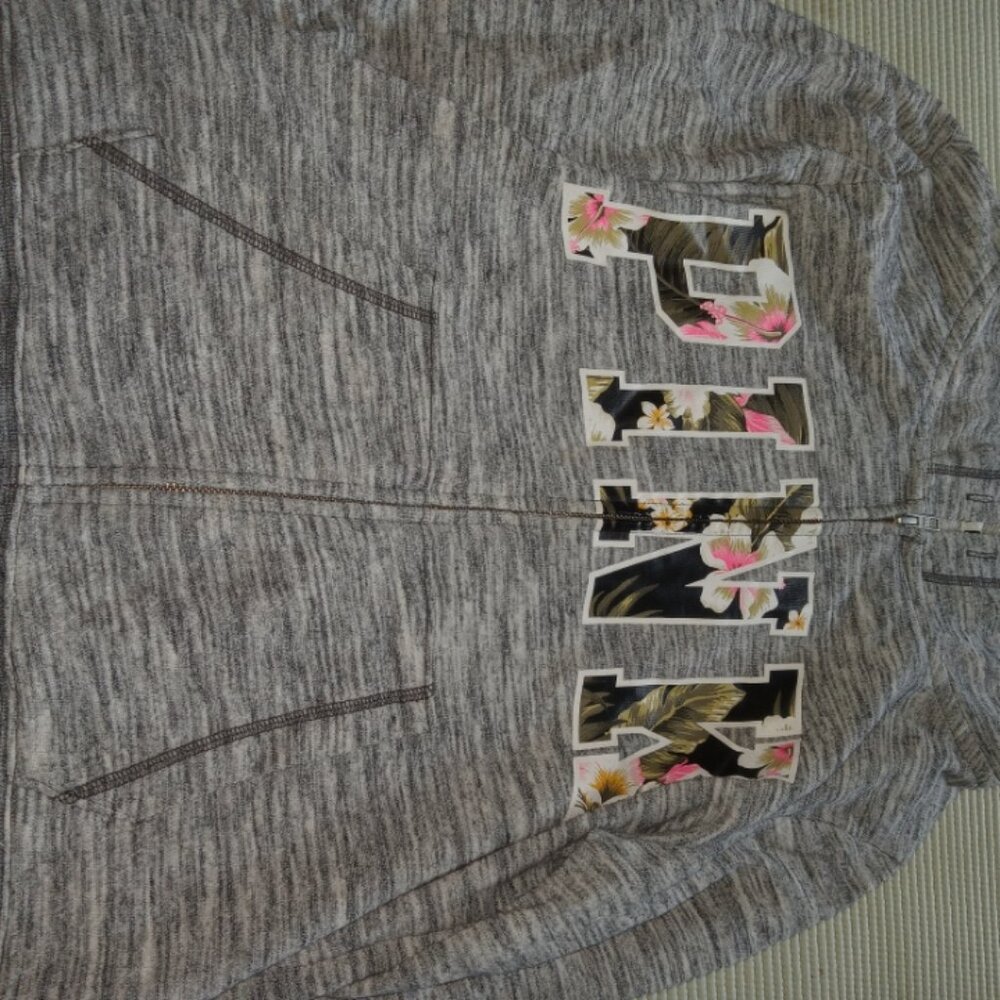 Pink Grey zip up hoodie